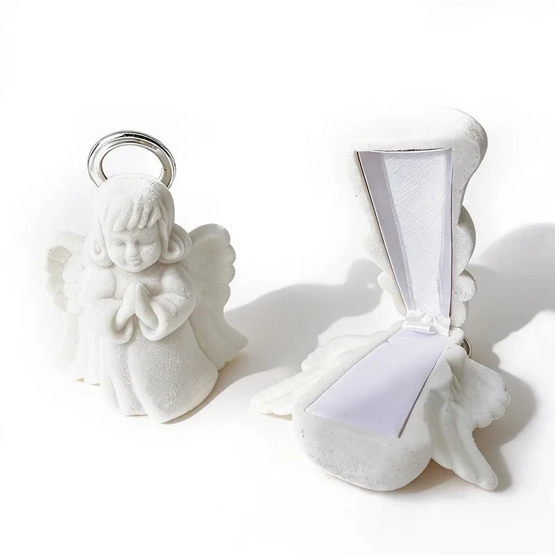 Women Jewelry Storage Box Proposal Wedding Ring Boxes Creativity Angel Rings Organizer Case Cartoon Pendant Packaging Boxes