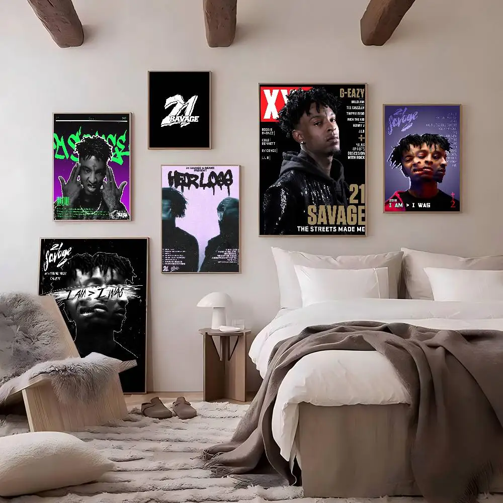Hip Hop Rapper 21 S-Savage Good Quality Prints and Posters Vintage Room Bar Cafe Decor Home Decor