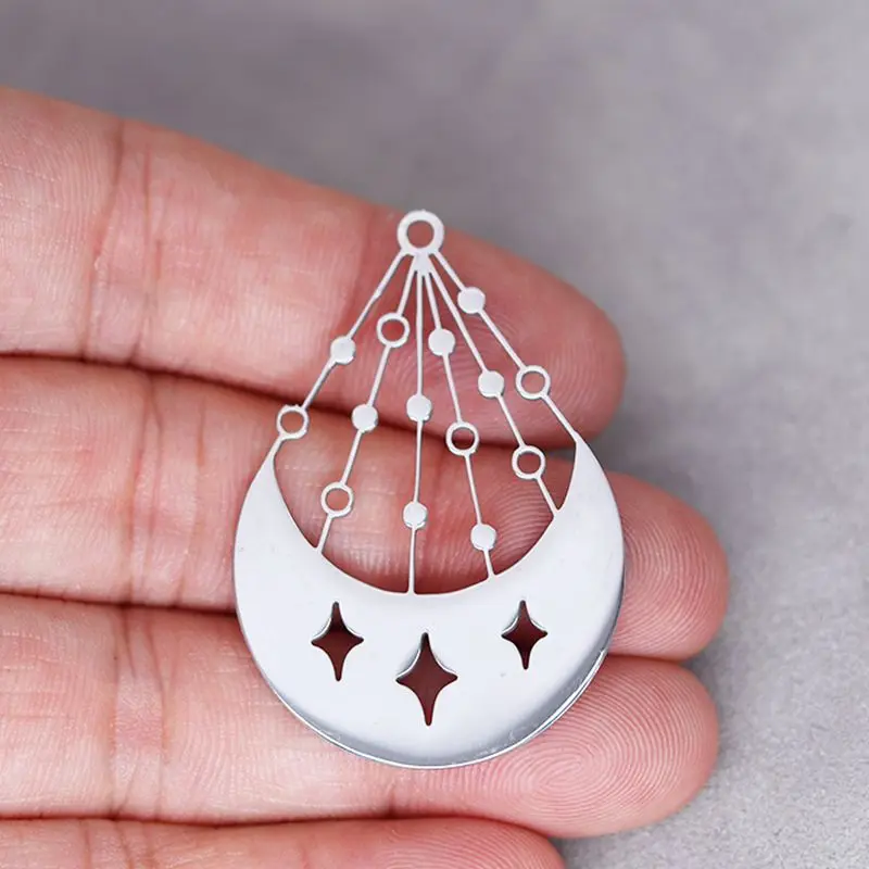 3pcs/lot Vintage Earring DIY Tassels Waterdrop Stainless Steel Pendant Charms for Jewelry Making Star Pattern Metal Accessories