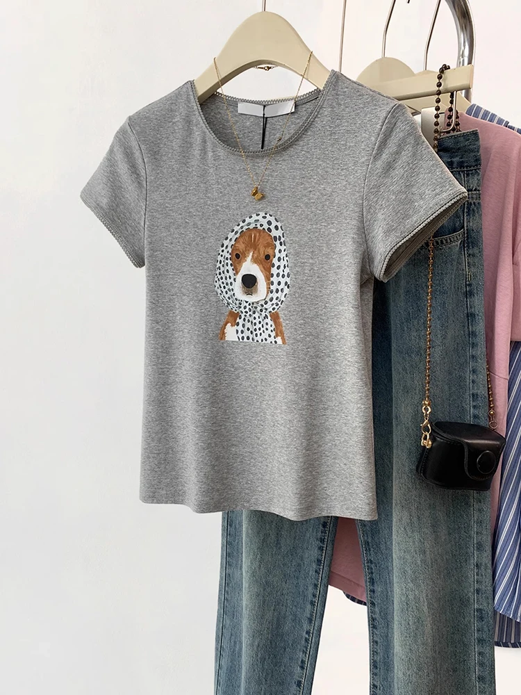 

Women T-shirts 2025 Summer Solid Color Short Sleeve T-shirt Loose O-neck Tops Korean Harajuku Casual T-shirt
