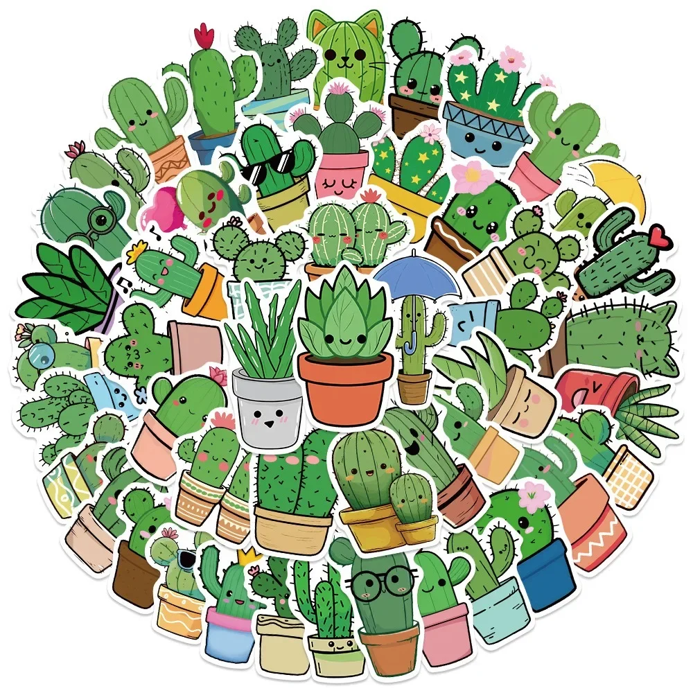 

10/50PCS Cute Cartoon Plant Cactus Stickers Kids Toy Ins Graffiti Decal for Phone Laptop Bottles Scrapbook Waterproof Sticker