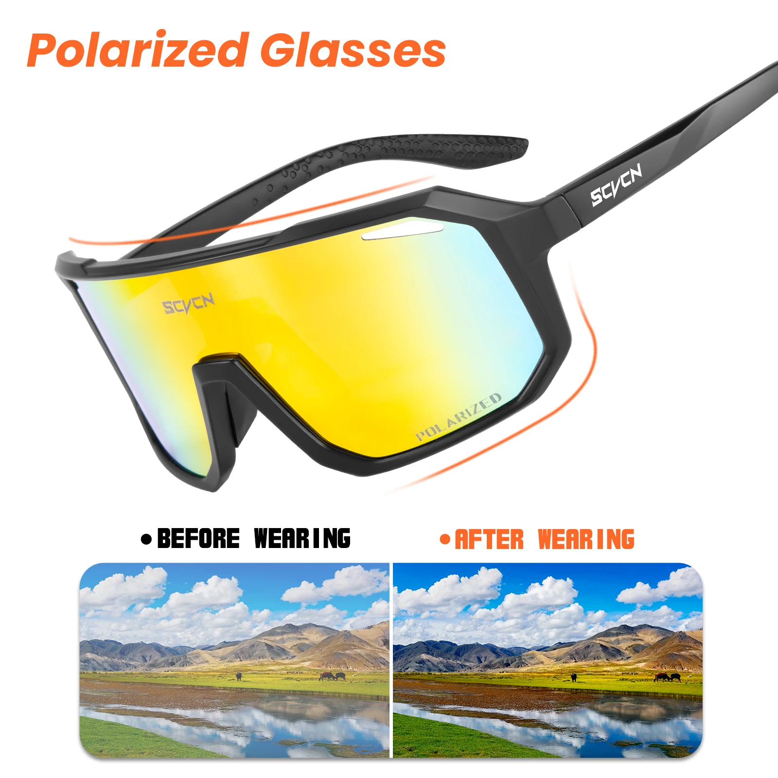 SCVCN Polarized Sunglasses for Men MTB Cycling Glasses Outdoor Sports Bike UV400 Goggles Women Road Bicycle Cycling Glasses New