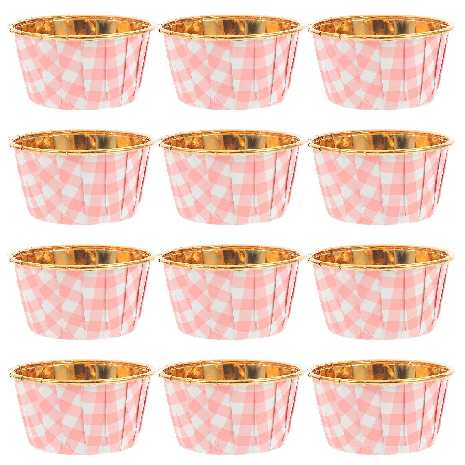 

50pcs Pink Check Baking Cake Paper Cups Cupcake Liners Muffin Cups Heat Resistant Wrappers Bakery Supplies Cases