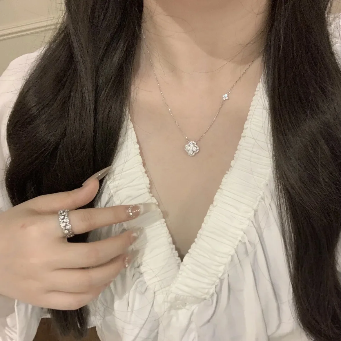 Zircon Necklace Flower Necklace for Women Sweet Premium Clavicle Chain Party Jewelry
