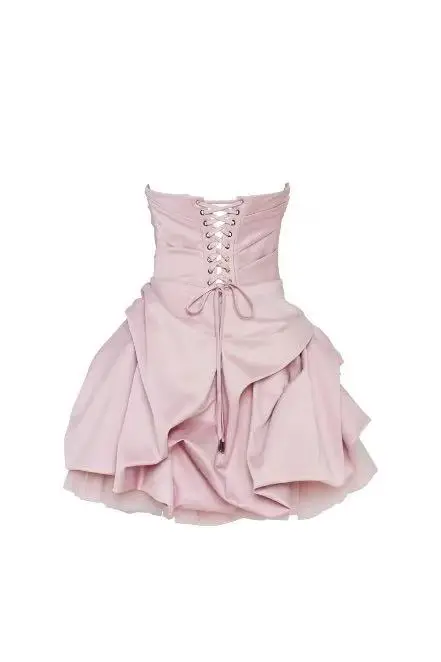 Adorável curto feminino vestidos de festa com detalhes de flores artesanais 3d vestido de casamento sem alças em camadas rosa mini comprimento vestidos de festa