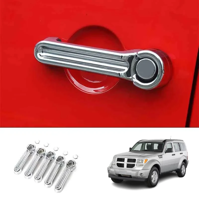 Chrome Door Handle Cover Trim for Dodge Nitro 2007-2012 2008 2009 2010 2011 ABS Car Accessories Carbon Fiber Set Sticker Styling