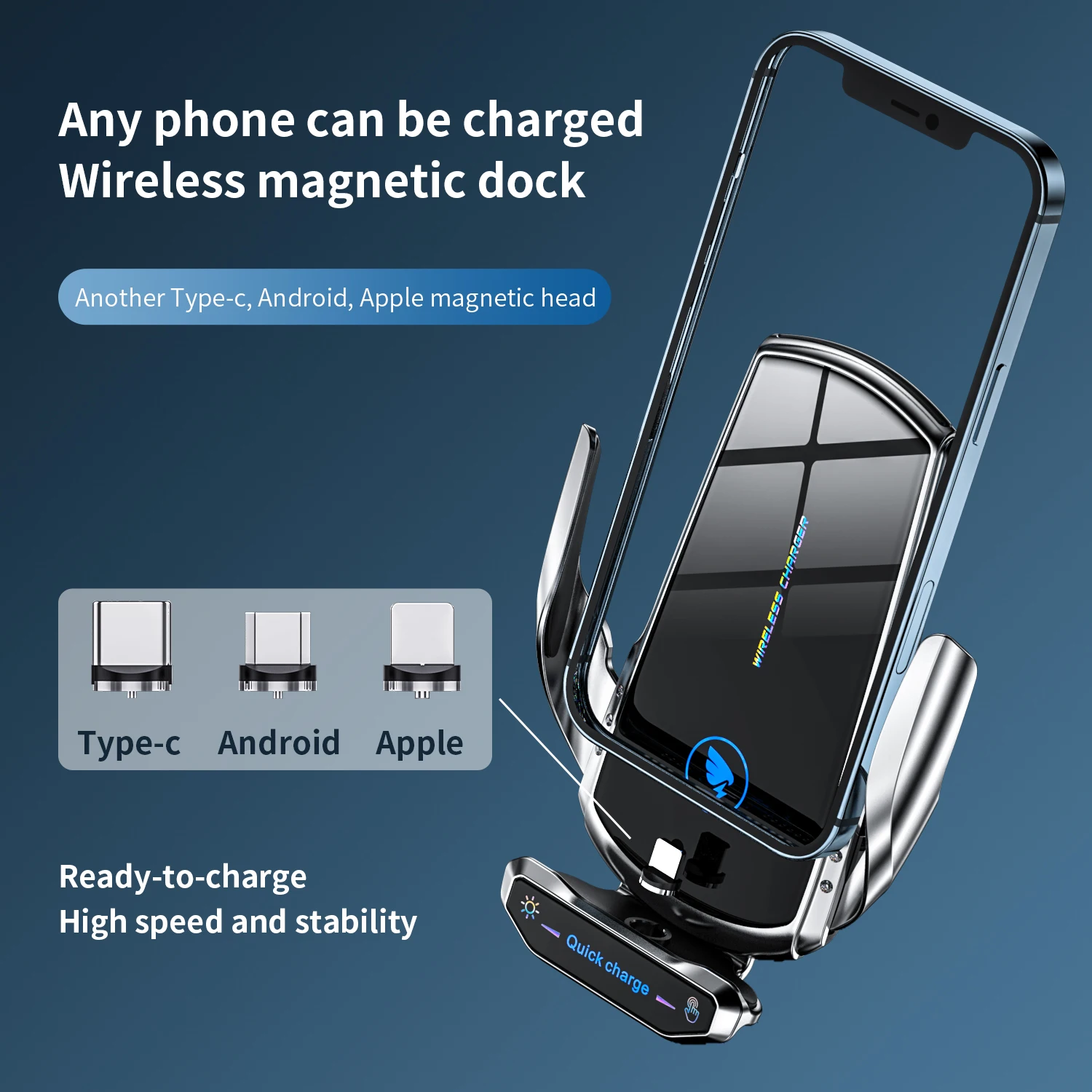 Car Wireless Charger Automatic Car Phone Holder Universal  For Most Phones Fast Charging 5 Color