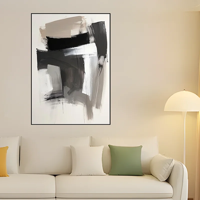 

Pure Hand Drawn Texture Minimalism Abstract Oil Painting On Canvas Home Decoration Foyer Living Room Bedroom Hanging Painting