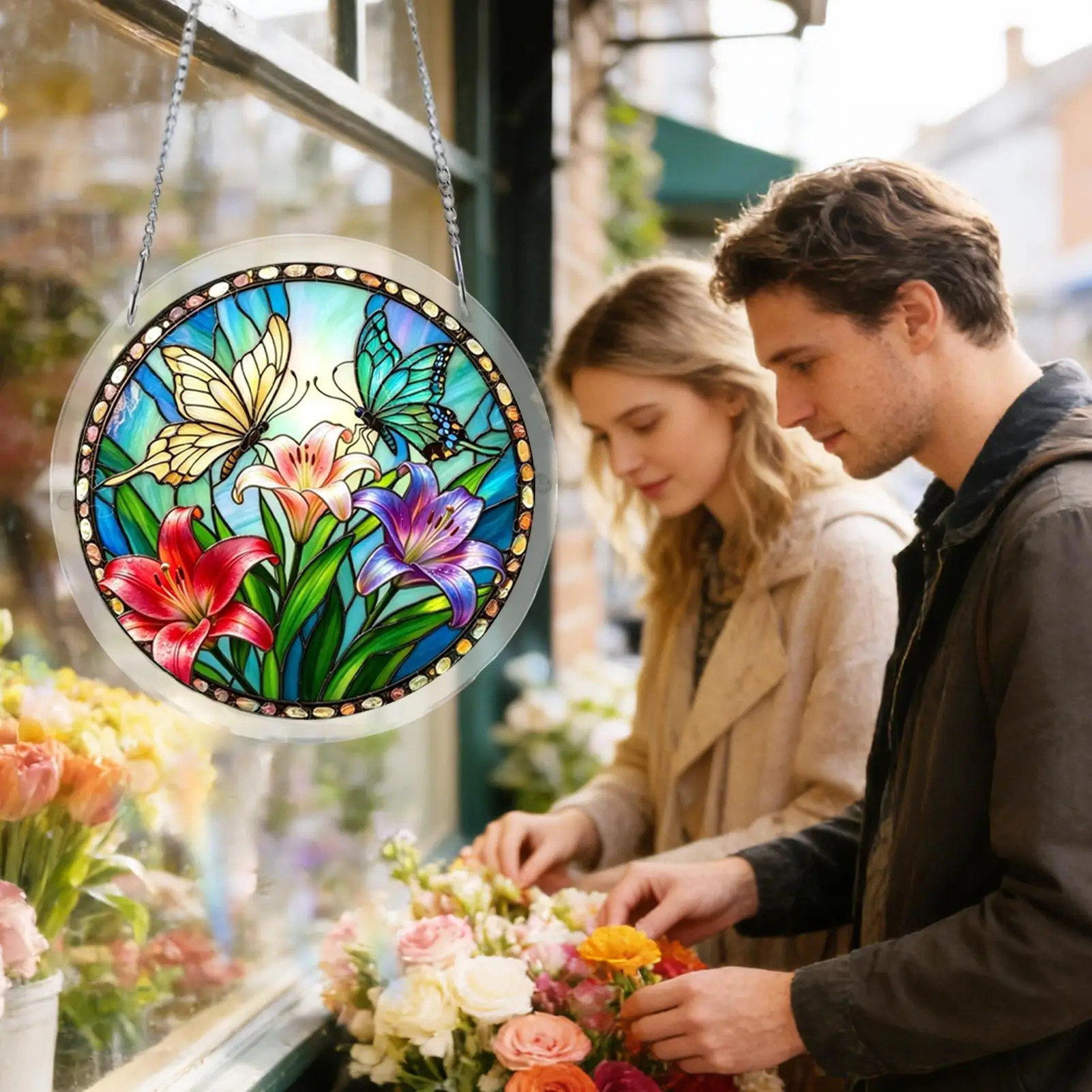 Acrylic Suncatcher 19cm 2D Stained Animal Puzzle Butterfly Cat Window Decoration Home Garden Backyard Wall Hanging Ornament
