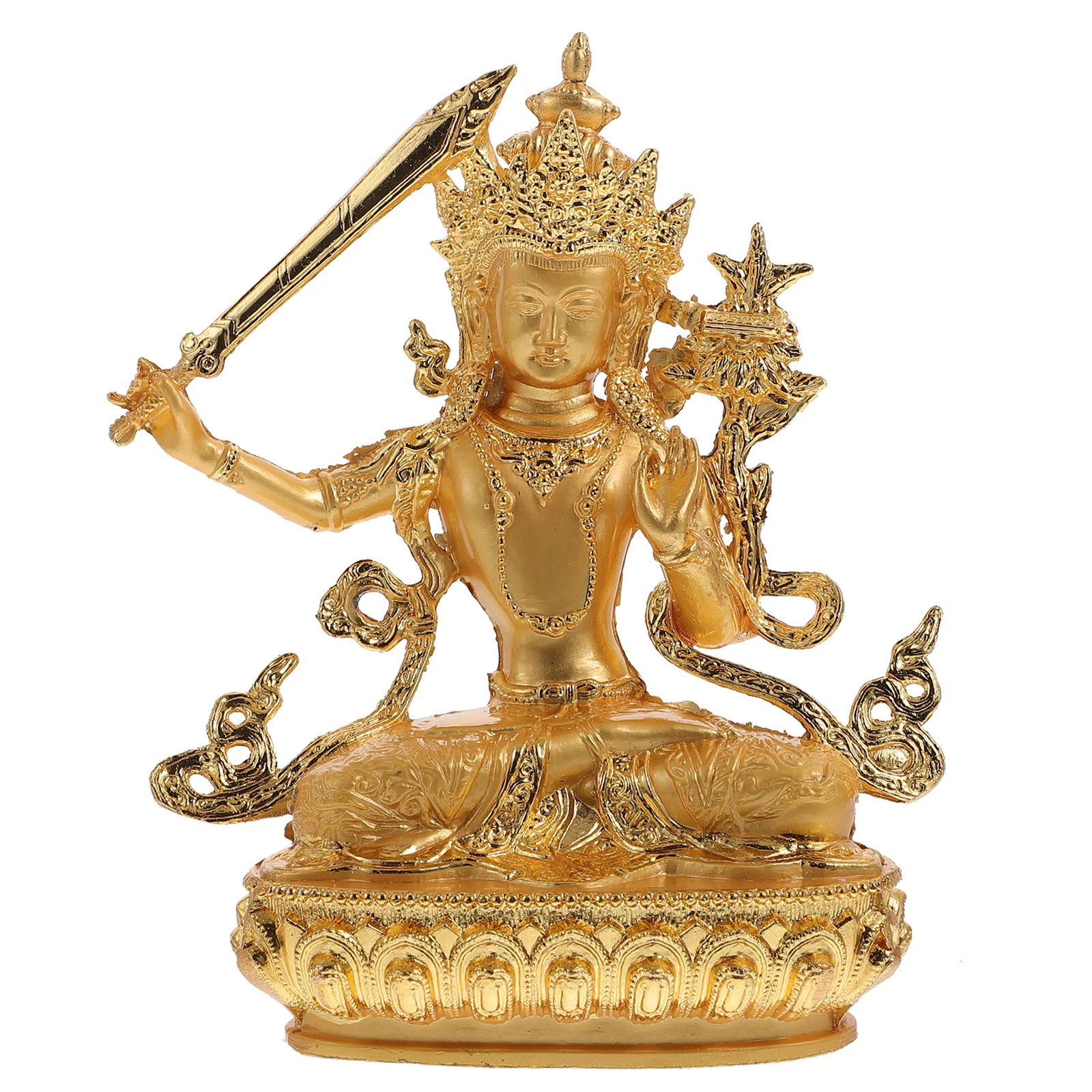 Gilded Manjushri Buddha Shape Decoration Home Decorations Desktop Ornament Buddhism Model Alloy Religious