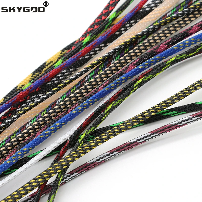 1~50M PET Braid Sleeve High Density 6mm Insulated Expandable Cable Wrapping Sheath Protector Braided Wires Organizer