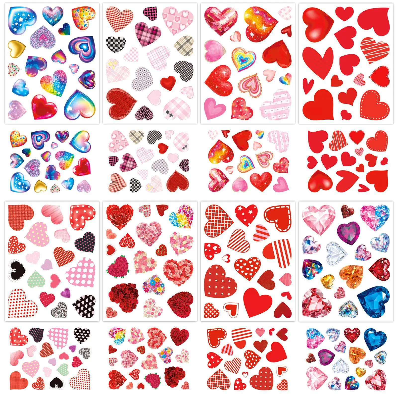 8-Pack Ins-Style Heart 'Love' Graffiti Decal Stickers for DIY Helmet And Envelope Decoration Waterproof Semi-Cut Couple Theme