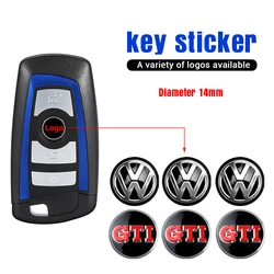 2/5/10Pcs 14mm Car Control Key Shell Emblem Sticker Auto Keychain Badge Decoration Decal For Volkswagen VW GTI Golf Passat Polo