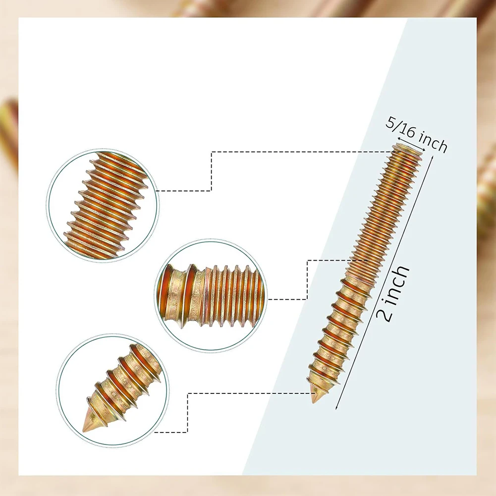 20 Pack Hanger Bolts with Driver for Secure Fastening of Home and Office Furniture Carbon Steel 5 16 18 by 2 Inch