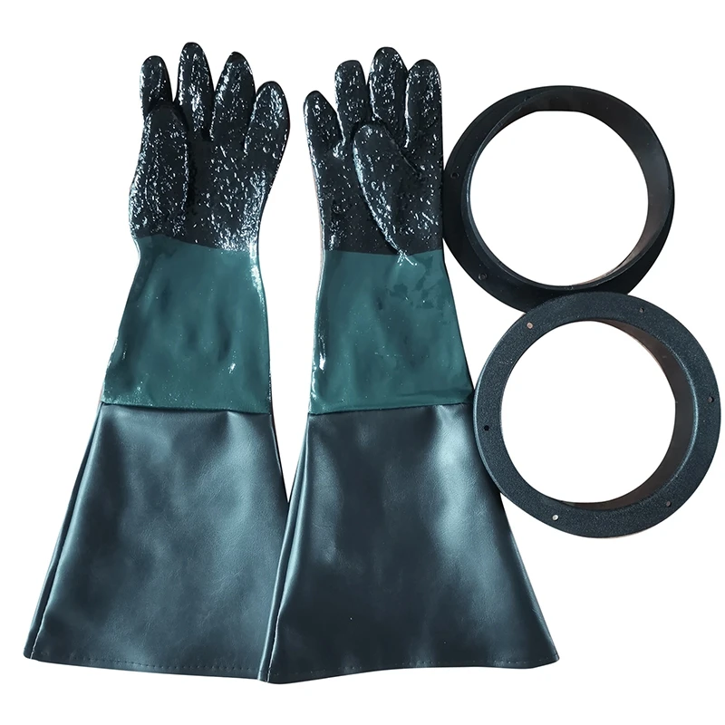 RISE-1 Set Sandblasting Gloves Sand Blaster Parts Blasting Gloves For Sandblast Cabinet Sandblasting Gloves 23.6 Inch