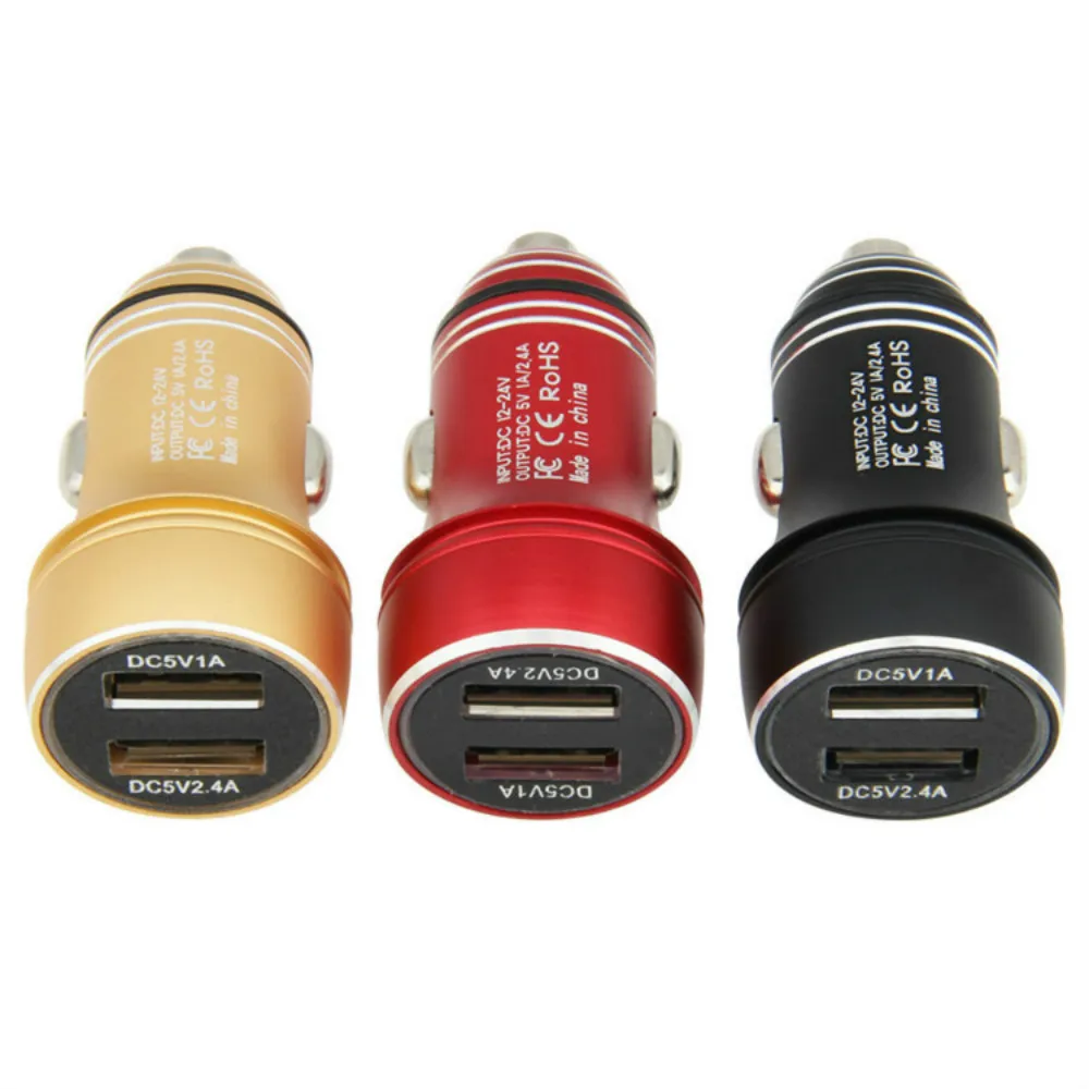 

100pcs 2.4A 5V Mini Dual USB Car Charger for iPhone 11 Samsung S10 Xiaomi Mi 9 Fast Charging Adapter For Mobile Phone Tablet