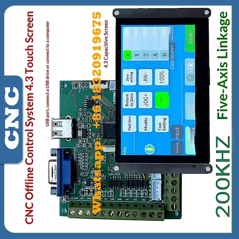 

CNC 5axis V410 200Khz offline control system engraving machine motion control card MACH3 USB interface board+4.3'' touch screen