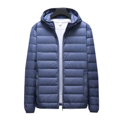 Casaco de capuz de pato branco masculino, jaqueta puffer masculina, leve, demi-temporada ultra leve, marido, tamanho grande, 7XL, 8XL, primavera, inverno