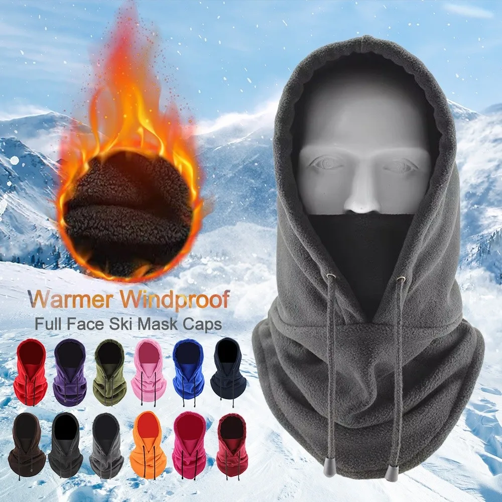 

Fashion Polar Fleece Balaclava Windproof Neck Warmer Ski Mask Caps Full Face Bonnets For Women Man
