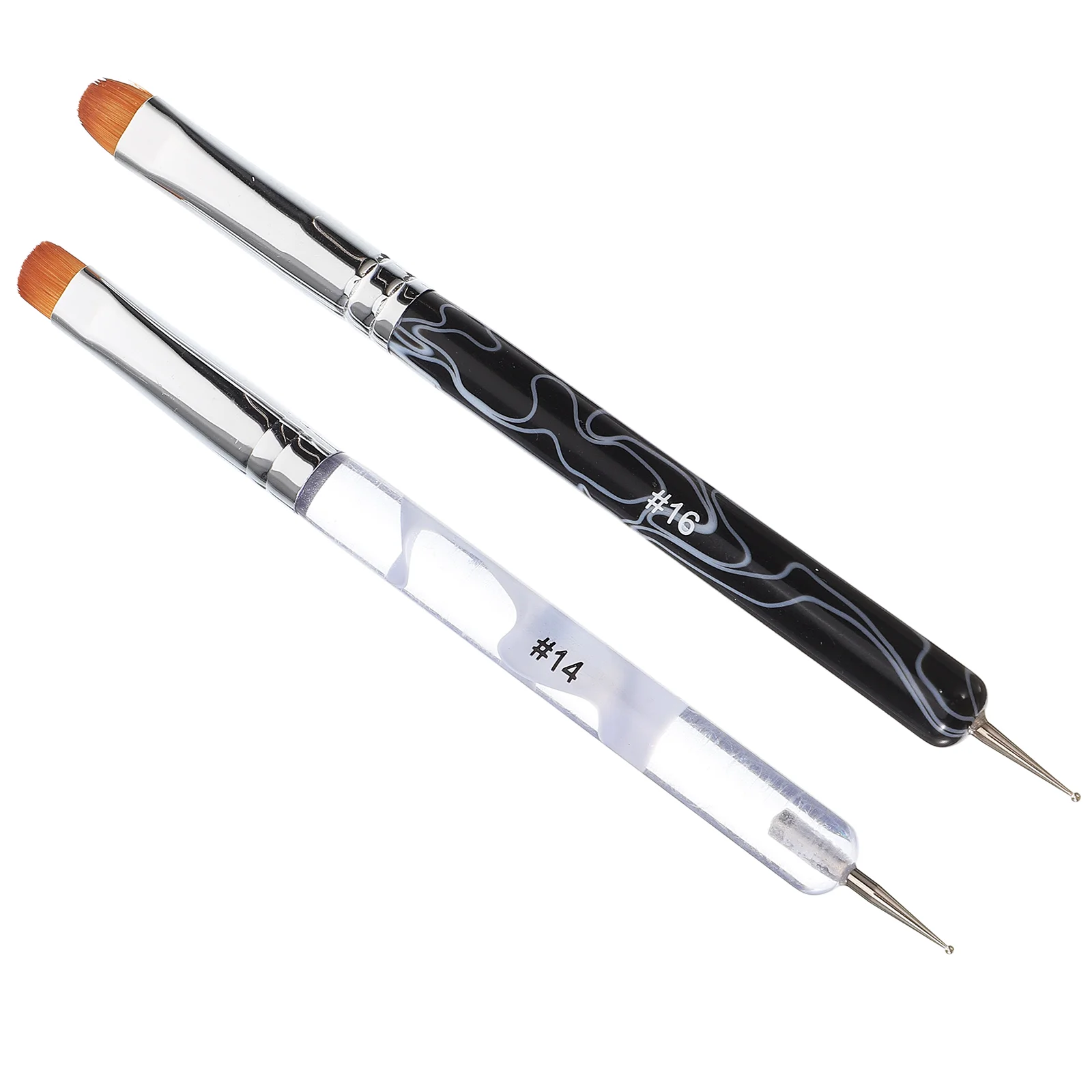 

2 Pcs Double ended French Half Moon Nail Brushes Gel Polish Acrylic Tools Manicure Dotting Pens Nail Gems