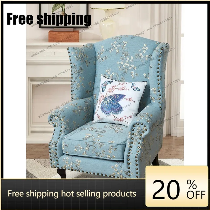 Customization American Fabric Single Sofa Pastoral Nordic Living Room Light Luxury Bedroom High Back Chair