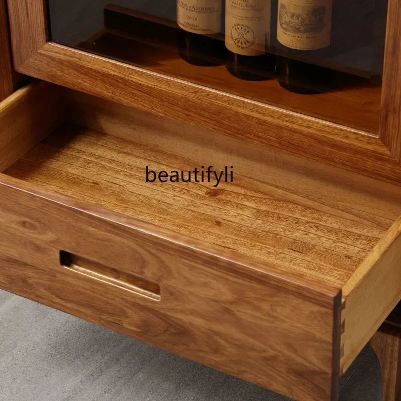 

46Современный простой винный шкаф из массива черного дерева, бытовой шкаф для гостиной, витрина, скандинавский шкаф для телевизора