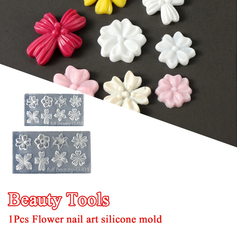 Spring Flower Petals Silicone Nail Mold Three-dimensional Floral DIY Design Manicure Template Carving Nail Art Stencil Tools