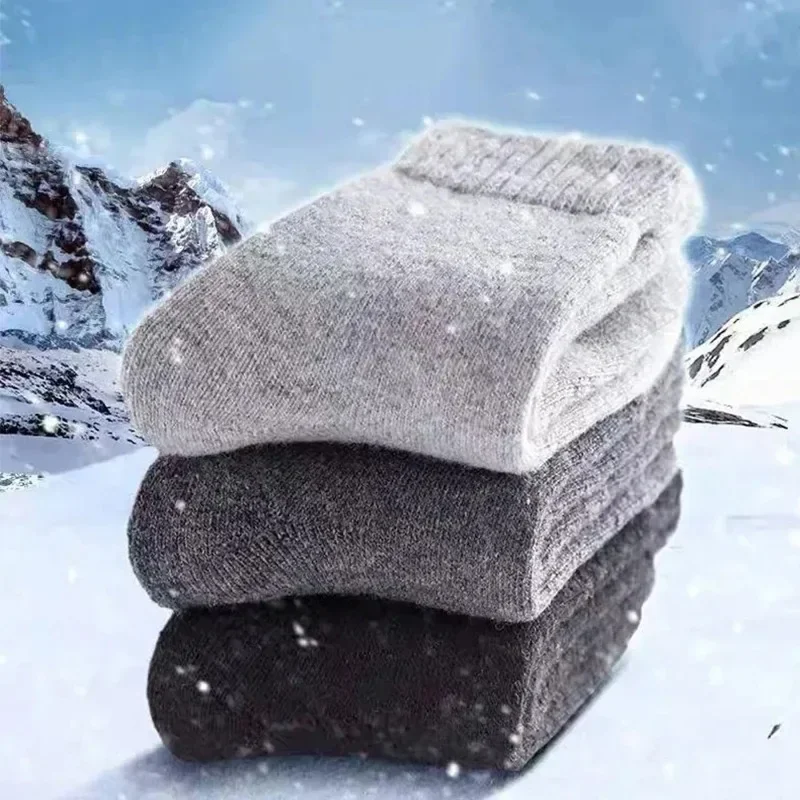 

1 Pairs Winter Warm Women Socks Merino Wool Men Super Thicker Solid Against Cold Thermal Plush Thick Snow Terry Socks