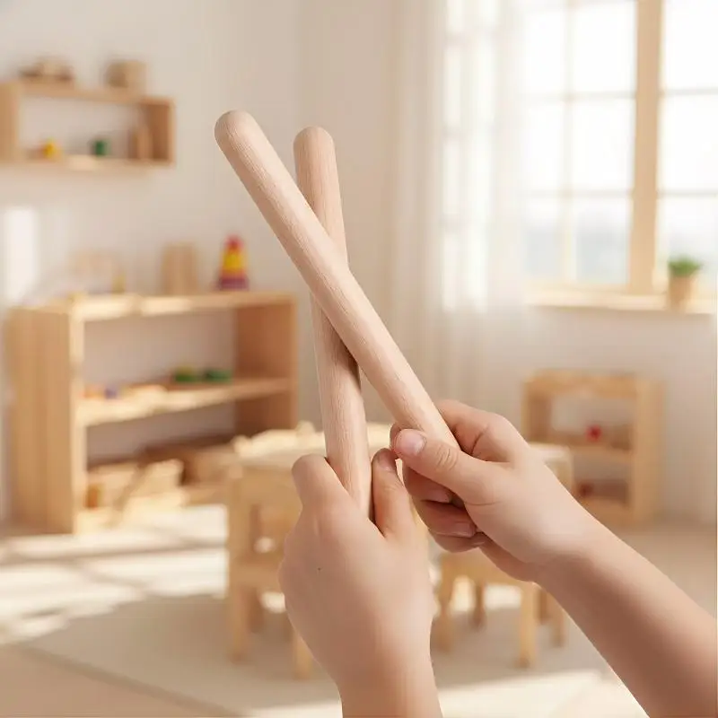 

Kids Wooden Classic Rhythm Sticks 2 Drum Sticks Percussion Instrument Educational Toy for Teaching Music