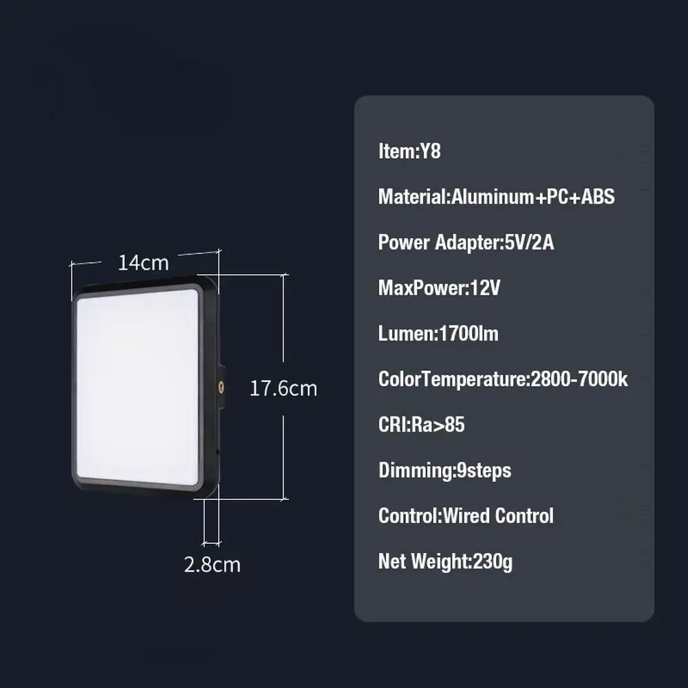12 Inch Live Streaming Light Panel with 360° Rotation Ballhead Professional Fill Light Lamp LED Photography Lighting 2800-7000K