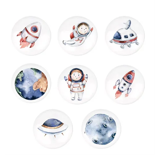 Manija redonda de cerámica para muebles, perilla para cajón, astronauta espacial, manijas para puertas de armario, armario, bricolaje, 38mm