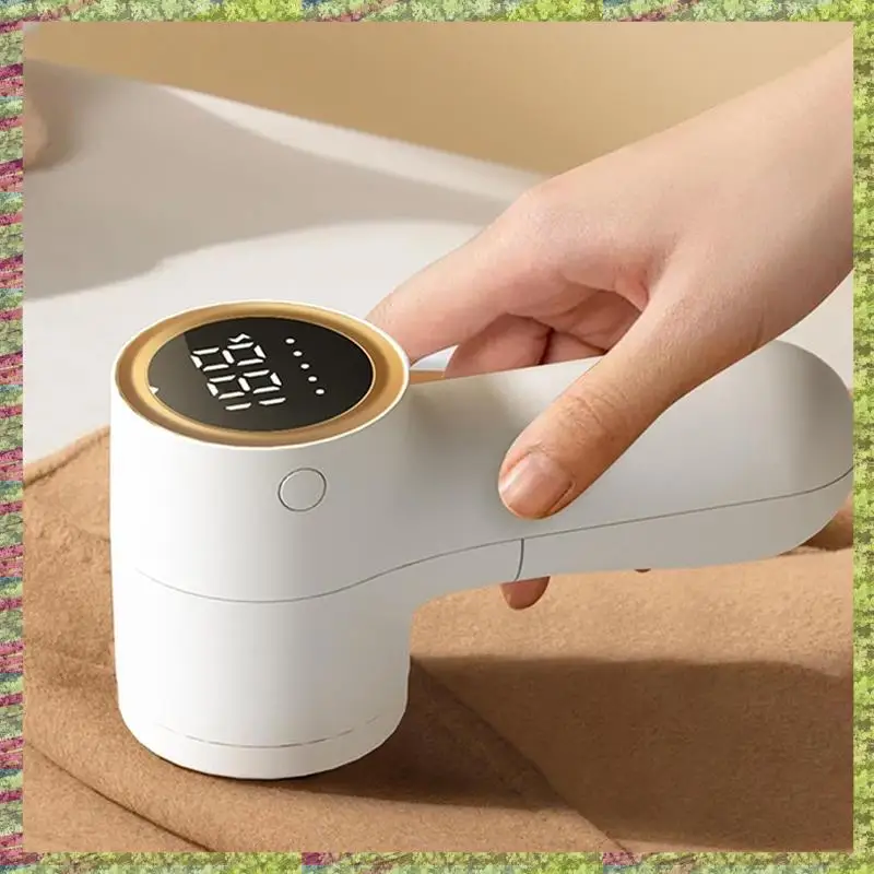 مزيل كرة منزلي رقمي محمول من ABKB USB مع 5 سرعات لبيانات الملابس والسجاد باللون الأبيض