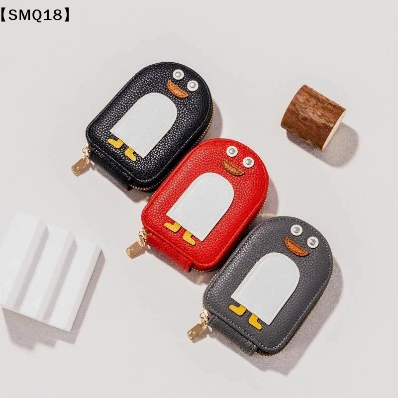 Creative MengMeng Penguin Degaussing Card Pack Women's Zipper Multi Bank Card Holder Drivers License Compact【SMQ】