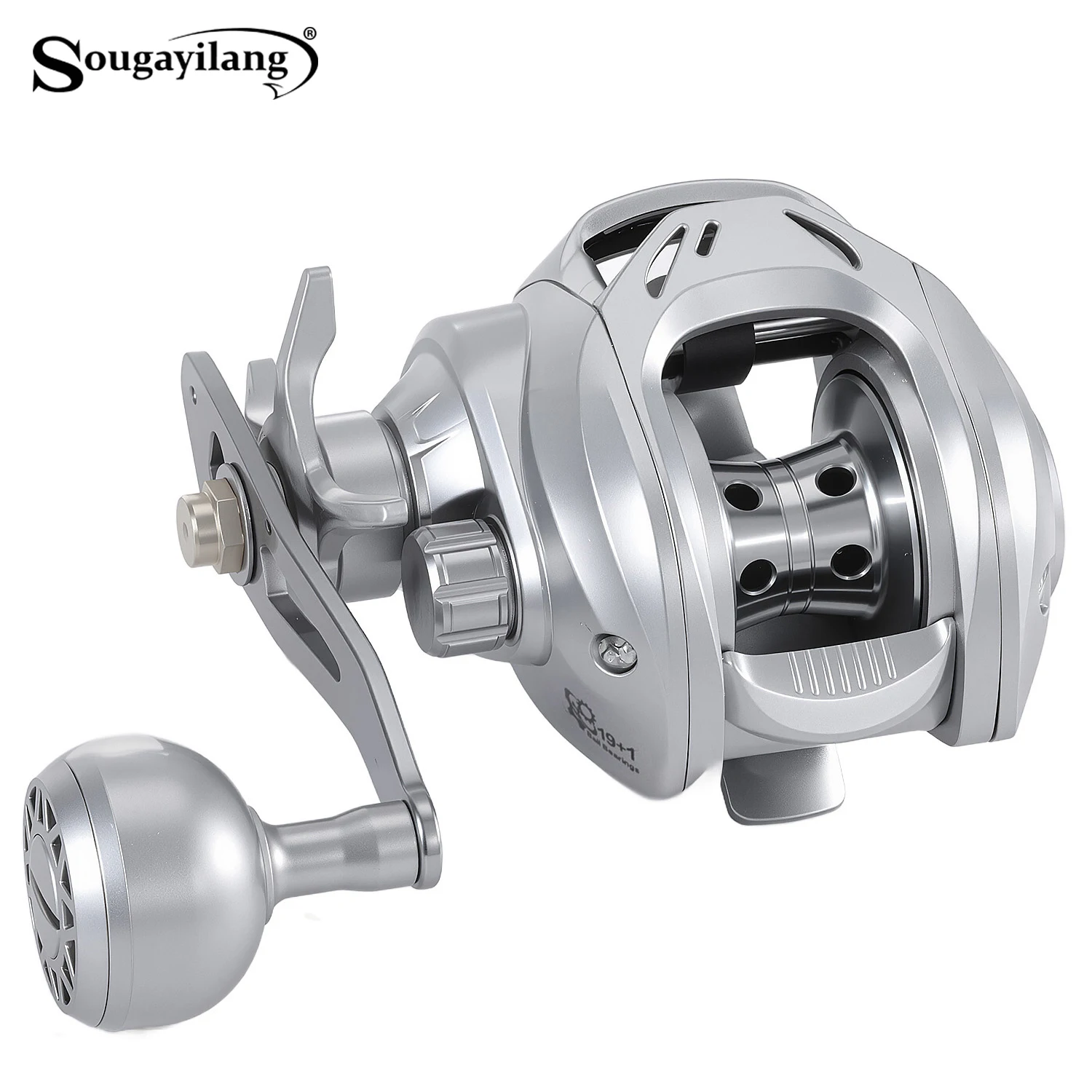 Sougayilang Baitcasting-Rolle 6,3:1 Aluminiumspule Leichtgewichtiger Einarmiger Kugelgriff Komfortabler Griff 8kg Max Bremskraft Angeln