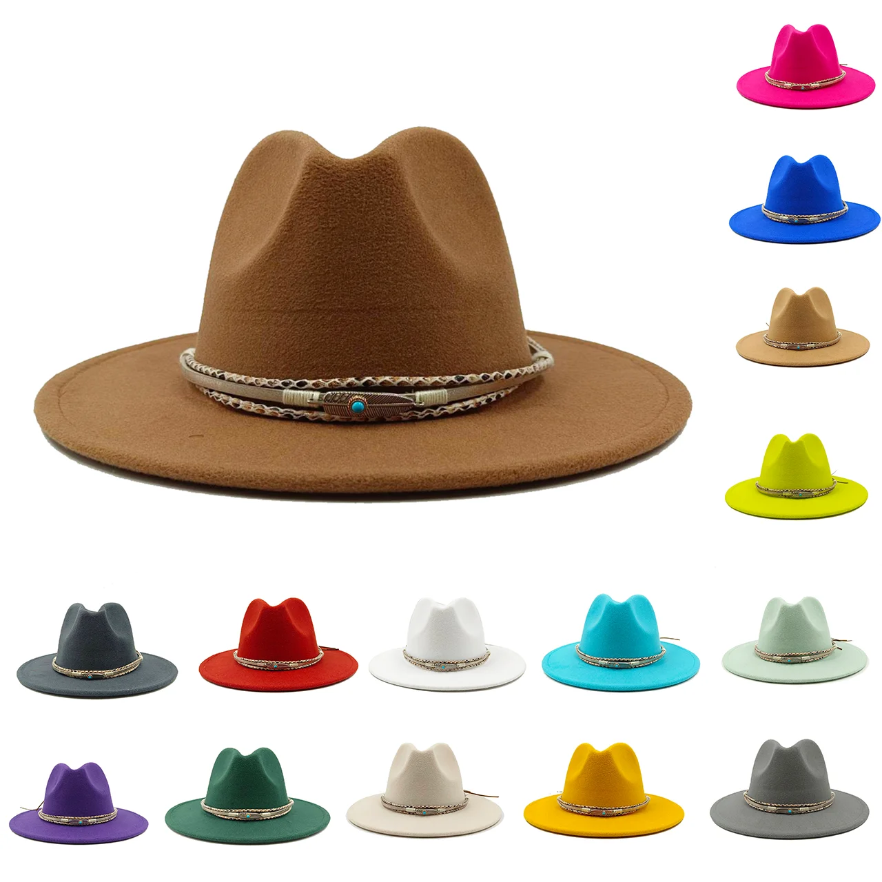 Fedora jesienne i zimowe akcesoria w kształcie liści męskie panowie damski kapelusz kościelny szerokie rondo kapelusz jazzowy sombrero hombre