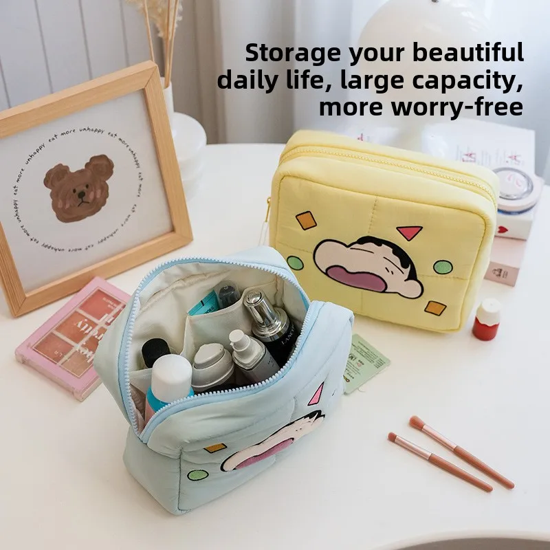 Shin-chan Cute Student Portable Travel Storage Makeup Bag Large Capacity Women Girl Gifts Kawaii Bag