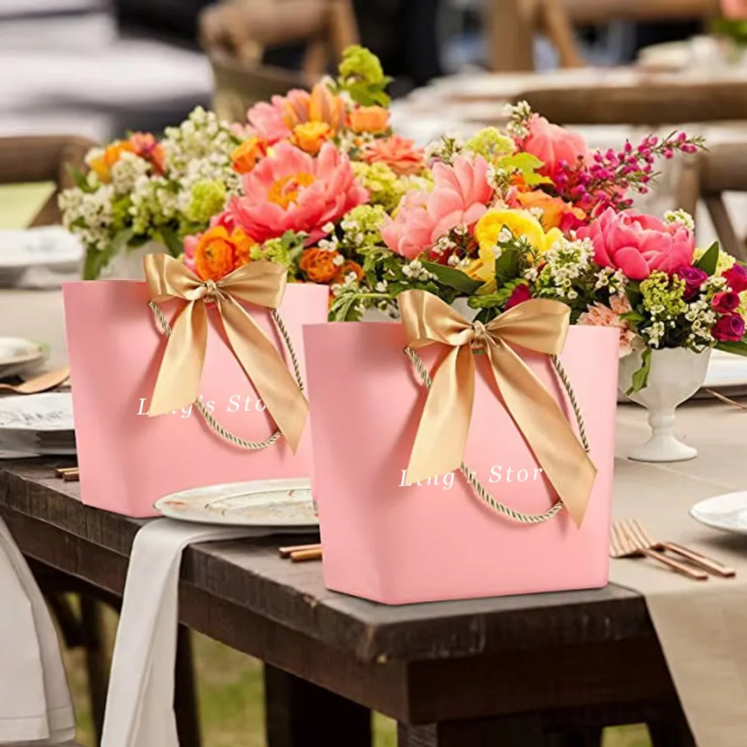 

50Pcs Custom Logo Jewelry Paper Tote Bag Wedding Party Shopping Activites Packaging for Ring Earring Cosmetics Souvenirs Storage