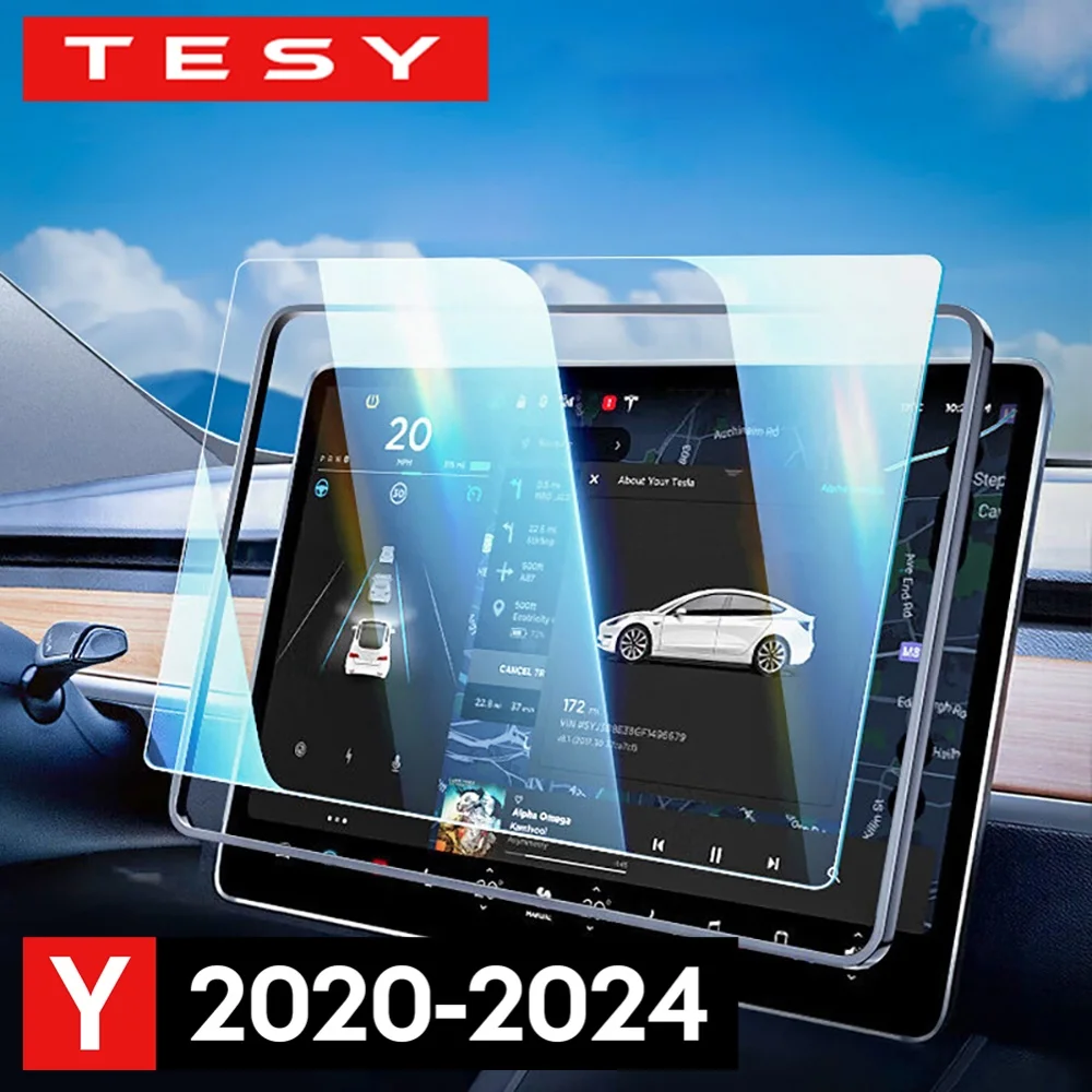 Tempered Glass Screen Protector HD For Tesla Model Y 2024 2023 2022 2021 2020 Center Control Navigation Film Protection