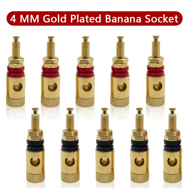 

8Pcs 4mm Copper Gold-plated Banana Socket Speaker Socket Audio Speaker Terminal Connector Binding Post Amplifier