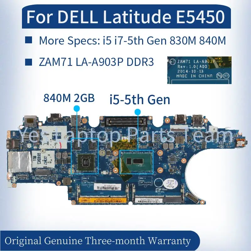 ZAM71 LA-A903P لأجهزة الكمبيوتر المحمول DELL Latitude E5450 5450 اللوحة الرئيسية 017FG2 0RH5P i5 i7-5th Gen 830M 840M 2GB DDR3 اللوحة الأم