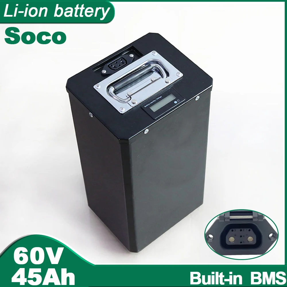 

60V 45AH 17S Li-ion With Charger 80A 4000W SOCO Electric Scooter Bicycle E-bike Bike Lithium Polymer Battery Pack