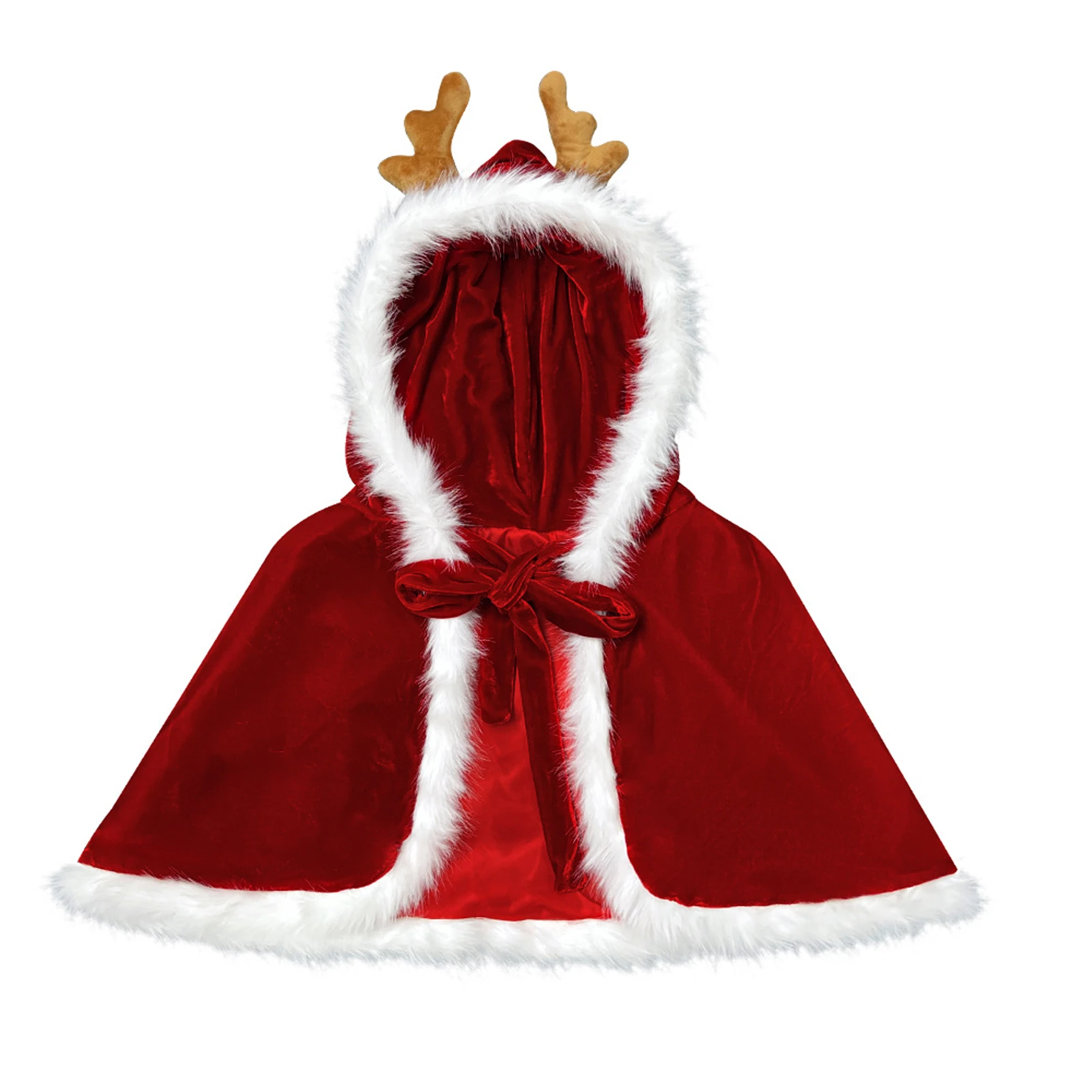 

Women Christmas Elk Antlers Cloak Hairy Christmas Hoodie Cloak Girl Xmas Velvet Shawl Cosplay Halloween Carnival Party Costumes