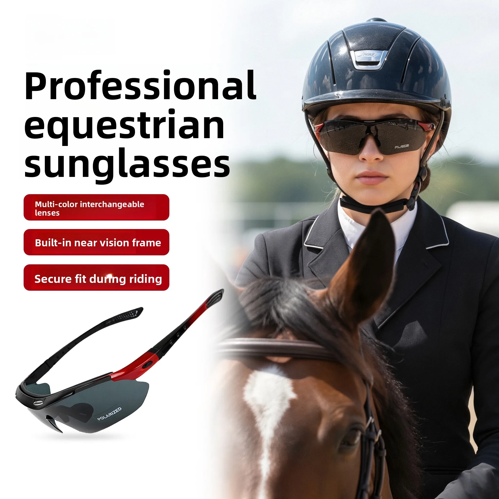 lunettes-de-protection-neutres-pour-l'equitation-polarisees-anti-uv-protection-coupe-vent-eight-feet-dragon-pour-sports-equestres