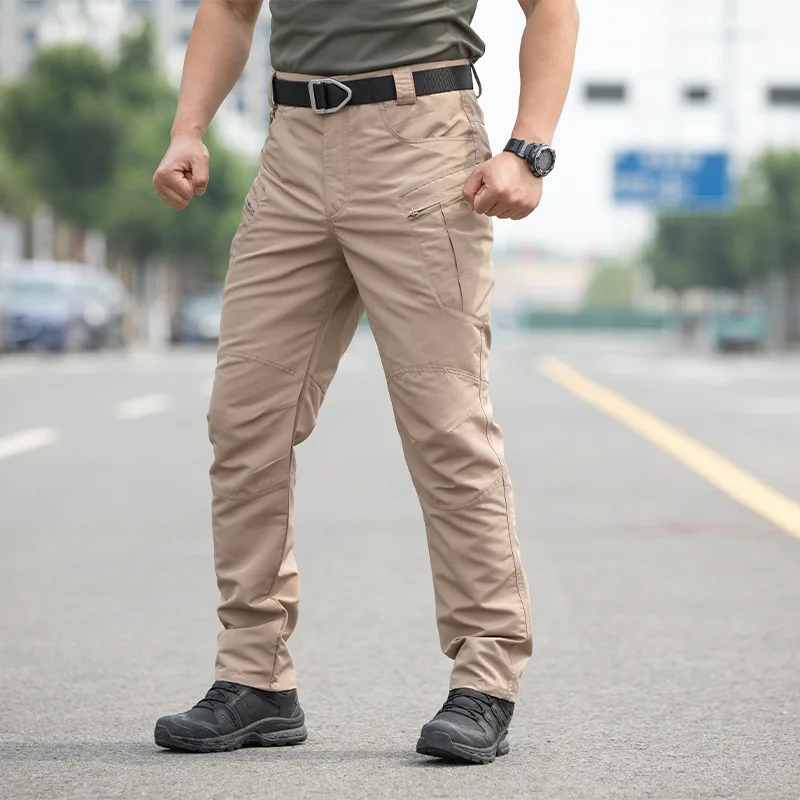 Herren Rip-Stop Taktische Cargohose mit mehreren Reißverschlusstaschen, verschleißfeste gerade Arbeitshose, Outdoor-Wanderhose, Taktikhose – Detail 3