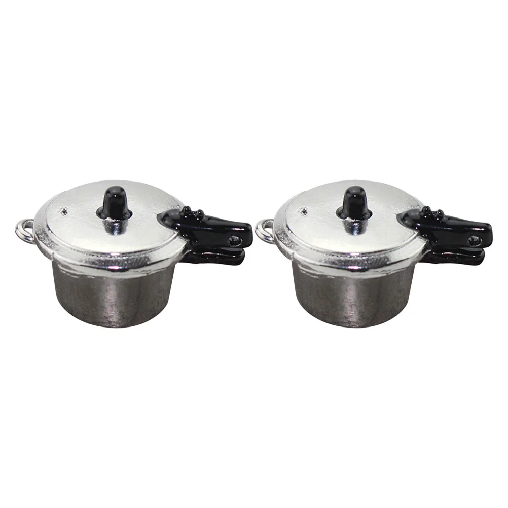 2 PCS Pressure Cooker Model Mini Decoration Kitchen House Toys Cookware Miniature Baby