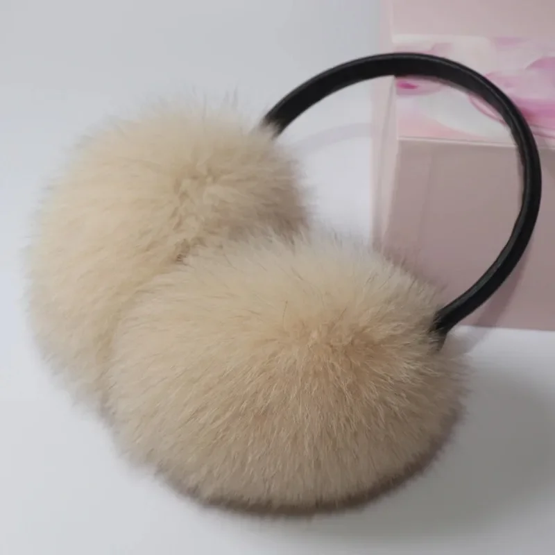 Hot Sale Winter Women Luxury Real Fox Fur Earmuffs Natural Warm Fox Fur Earmuff Cute Oversized Fluffy Genuine Fox Fur Earmuffs