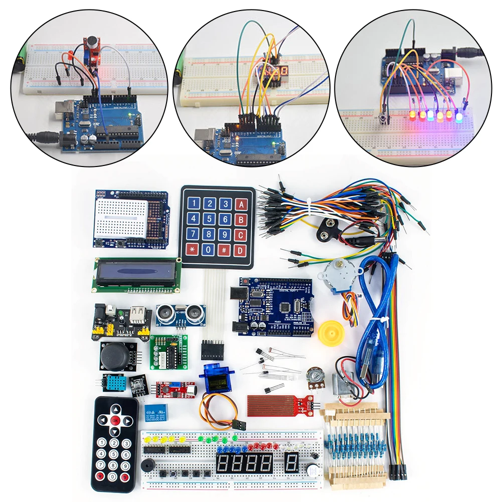 For Starter Kit for Arduino R3 Development Board with Breadboard Expansion Board and Sensors for STEM Learning Projects