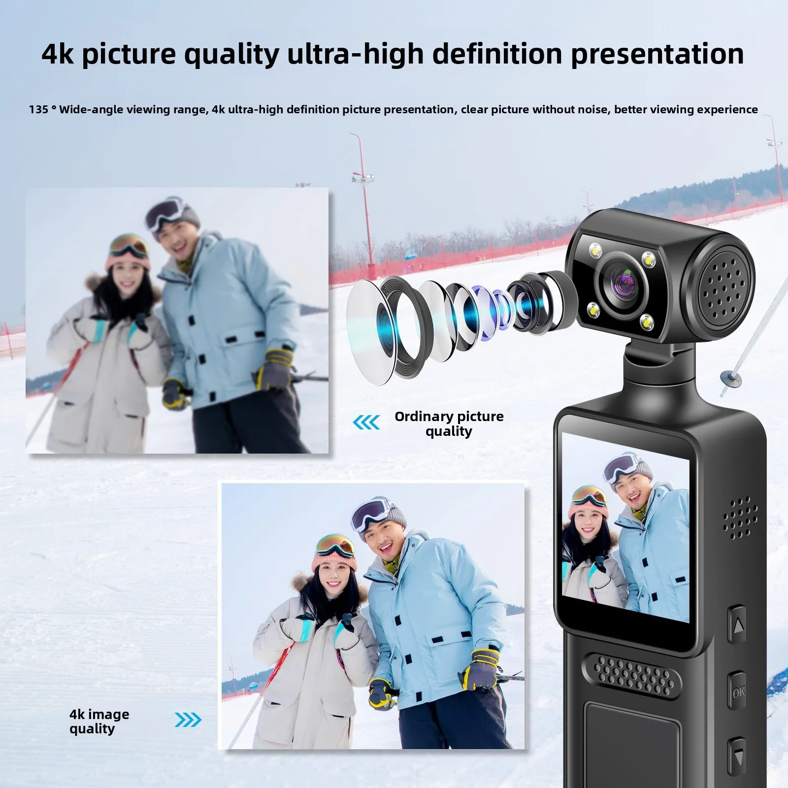 

Portable 4k HD WiFi Body-Worn Camera for Outdoor Sports for Bike Action Adventures Cross-Border Travel Bicycle Driver Recorder