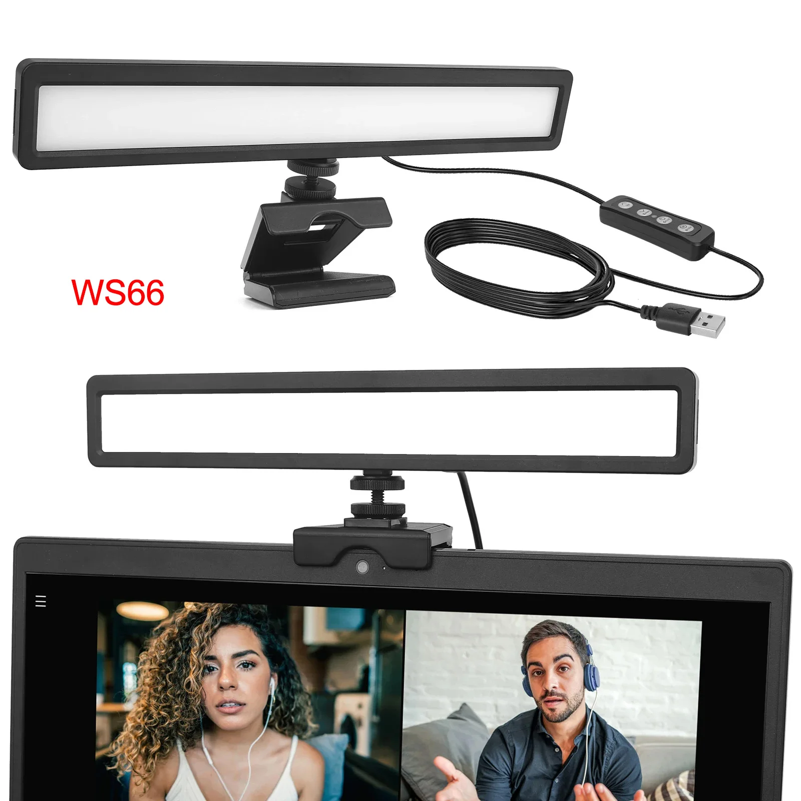 LUXCEO WS66 Webcam Lighting for Laptop Zoom Calls Meeting Online Class Youtube Tiktok Live Streaming Video Conference Light Kit