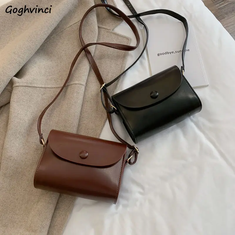 Women Crossbody Bags Retro PU Leather Shoulder Mini Bag Cute Daily All-match Korean Ulzzang Chic Handbag Female Elegant Portable